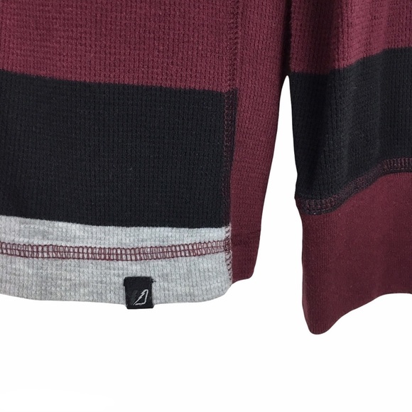 AMPLIFY Thermal Shirt Waffle Knit Long Sleeve Stripe Black Grey Burgundy Large - Picture 5 of 8